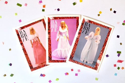 70s Get Ups N Go Barbie Fashion Trading Card Set of 3, Vintage Malibu Superstar Era Barbie Fashion Cards