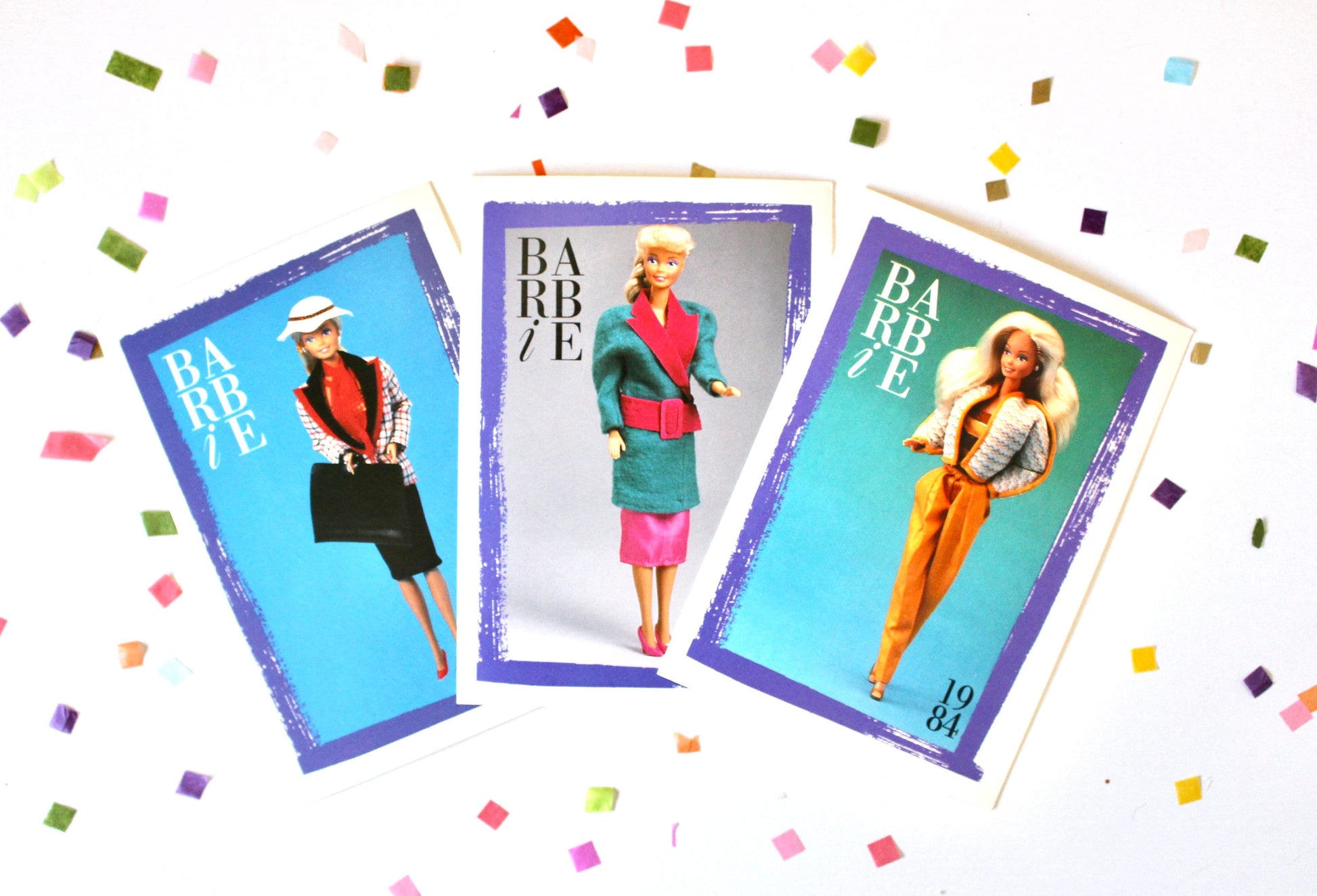 Day to Night Twice as Nice Barbie Fashion Trading Card Set of 3, 80s Vintage Superstar Barbie Fashion Cards