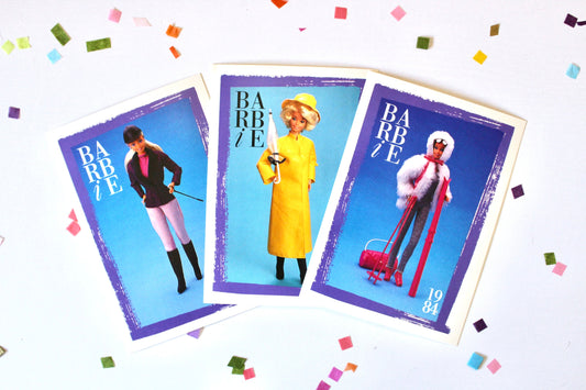 Barbie Outdoor Fashion Trading Card Set of 3, 80s Vintage Superstar Barbie Fashion Cards