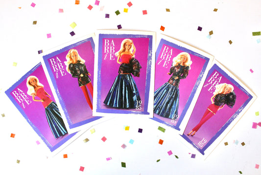 Spectacular Barbie Fashion Trading Card Set of 5, 80s Vintage Superstar Barbie Fashion Cards