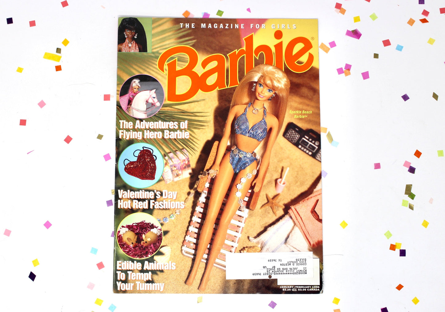 Sparkle Beach Barbie Magazine for Girls, 90s Vintage Flying Hero Barbie Fashion Comic Activity Book