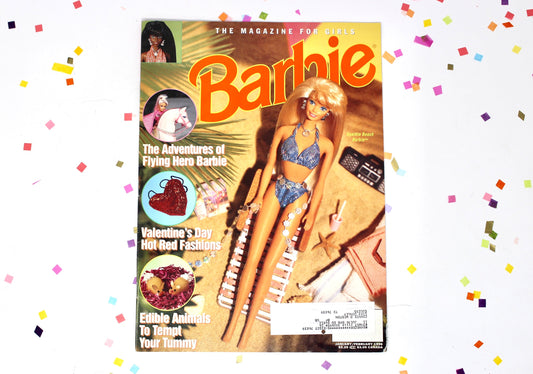 Sparkle Beach Barbie Magazine for Girls, 90s Vintage Flying Hero Barbie Fashion Comic Activity Book