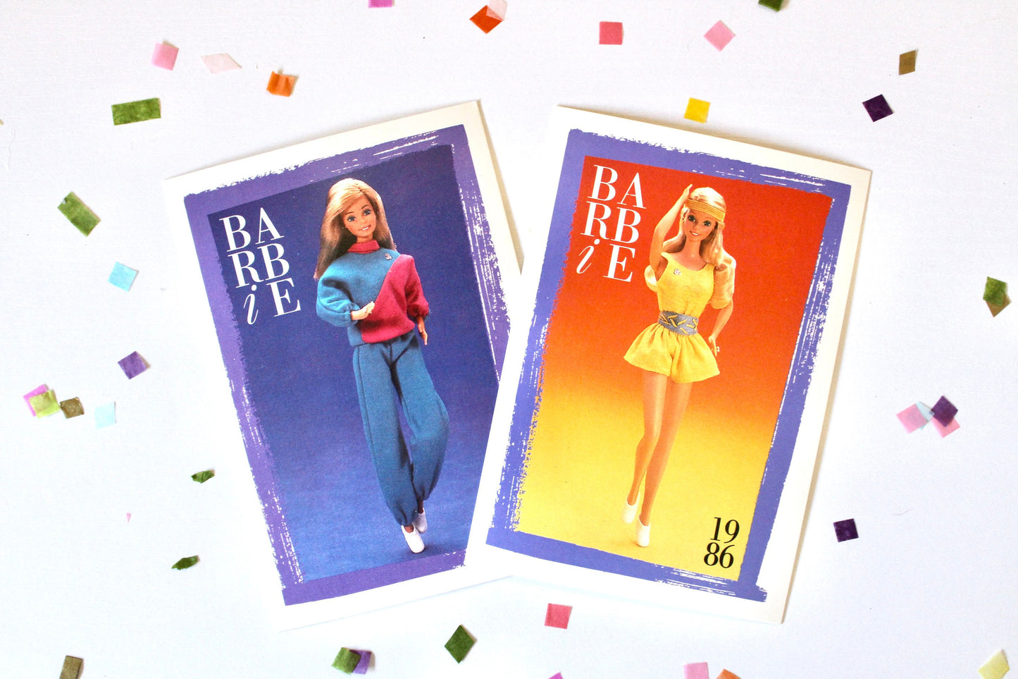 Barbie B Active Fashions Trading Card Set of 2, 80s Vintage Superstar Barbie Fashion Cards