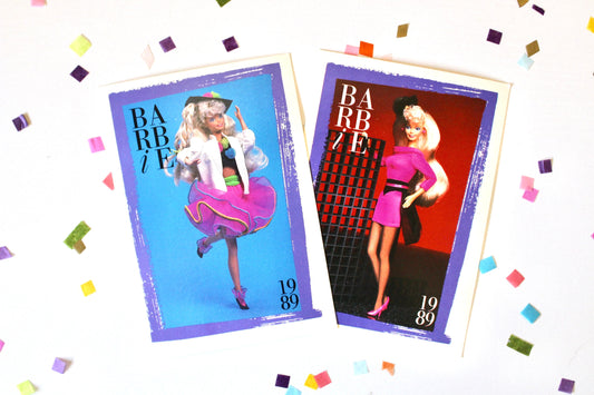 Dance Club Barbie Fashions Trading Card Set of 2, 80s Vintage Barbie Fashion Cards