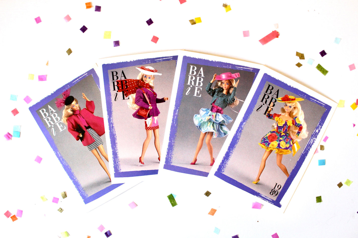 Paris Pretty Barbie Fashion Trading Card Set of 4, 80s Vintage Barbie Fashion Cards