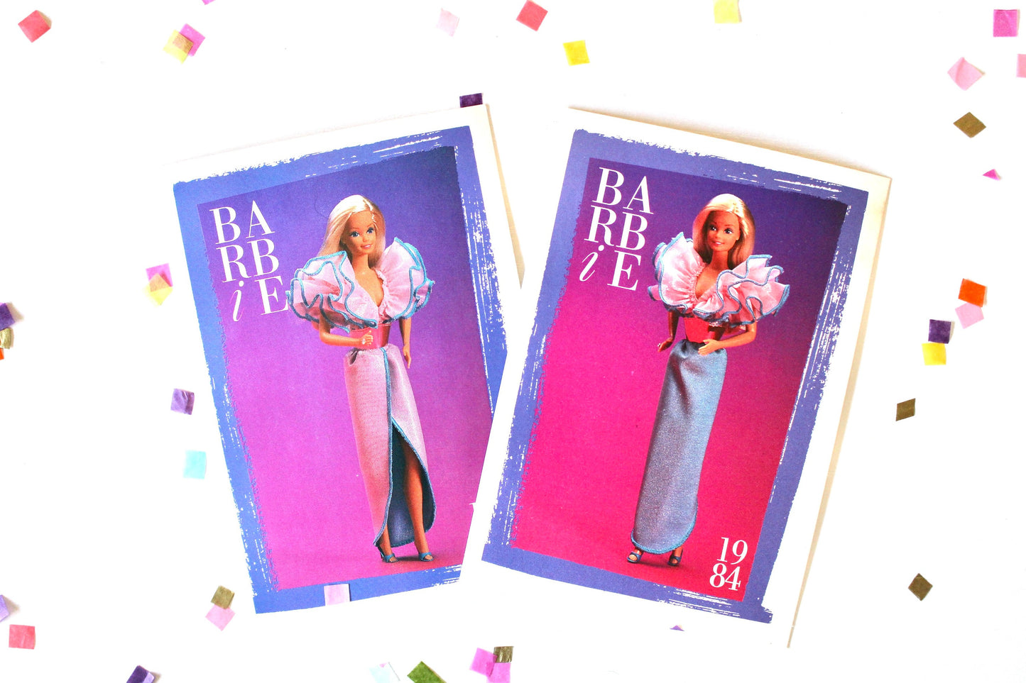 Twice as Nice Reversible Fashions Trading Card Set of 2, 80s Vintage Barbie Fashion Cards