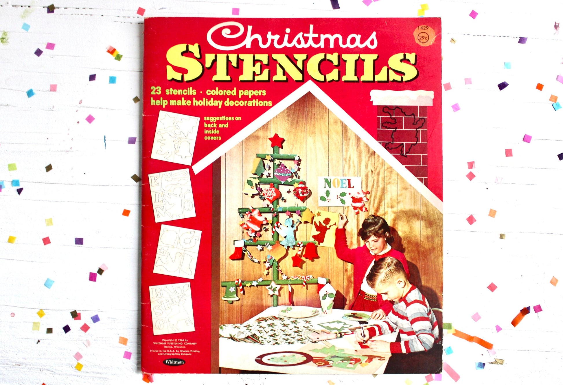 Santas Christmas Stencils Whitman Kids Craft Book, Kitschy Christmas Decor Kitschmas Gift