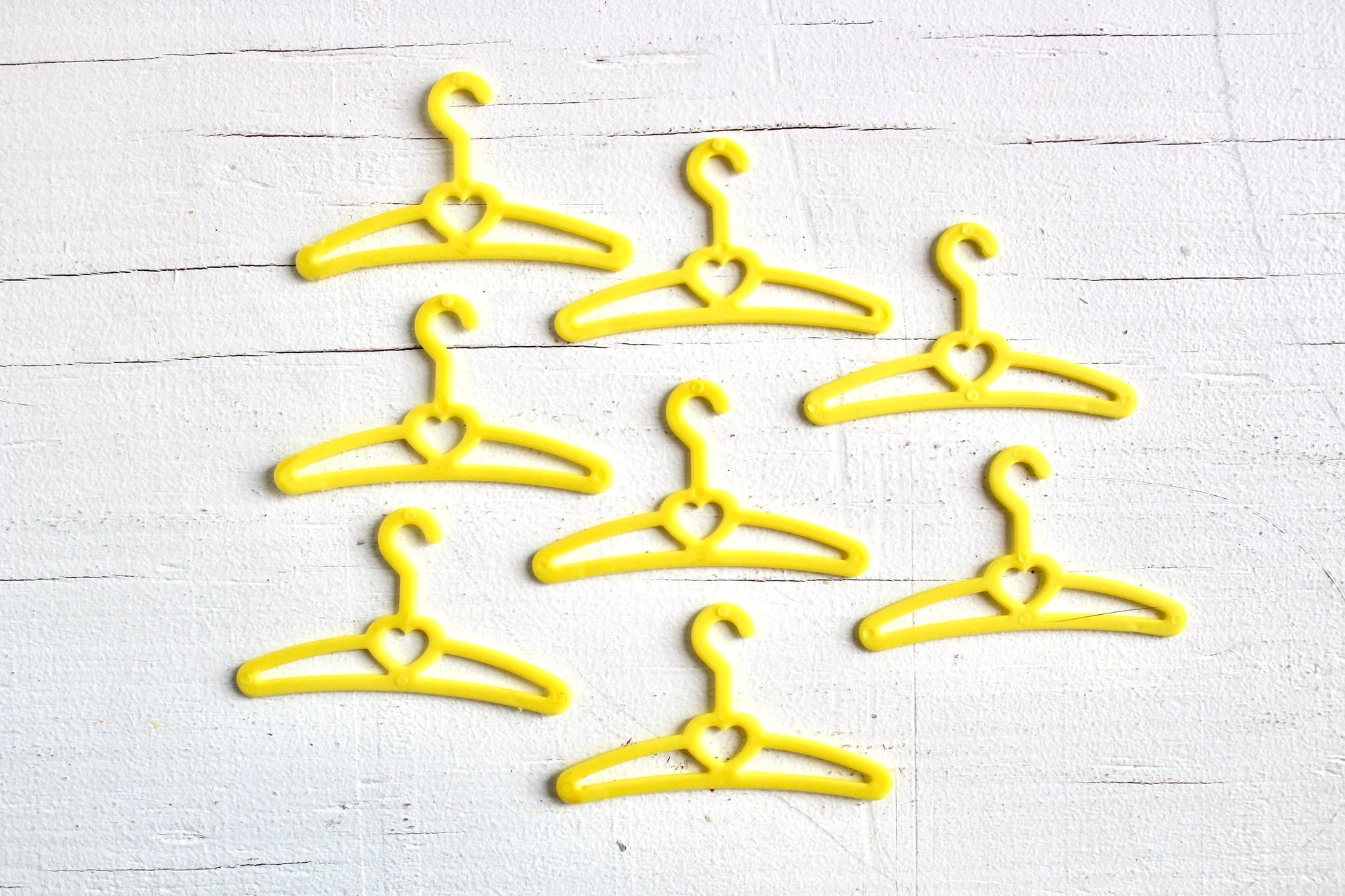 Stacey Doll Fashion Hangers Set of 8, Vintage 90s Barbie Yellow Heart Wardrobe Accessories