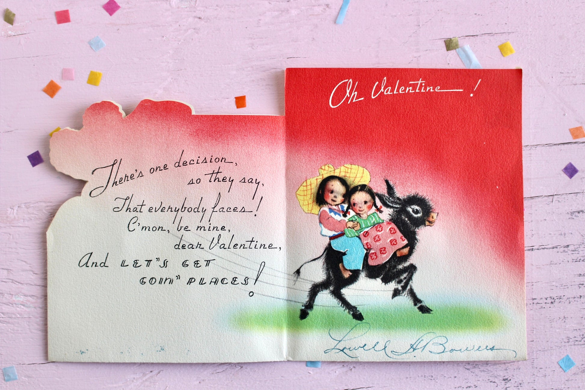 50s Latino Valentines Day Greeting Card, Vintage Retro Collectible Valentines Paper Decor and Crafts