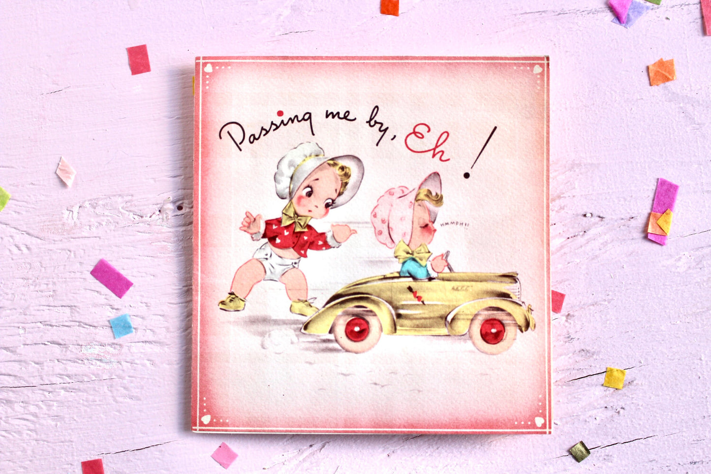 1950s Baby Greeting Card, Vintage Retro Collectible Nursery Paper Decor and Crafts