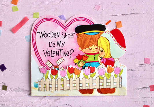 Vintage Danish Kids Pop Up Valentine Card , 1970s 1980s Retro Kids Valentine for Collecting and Happy Mail