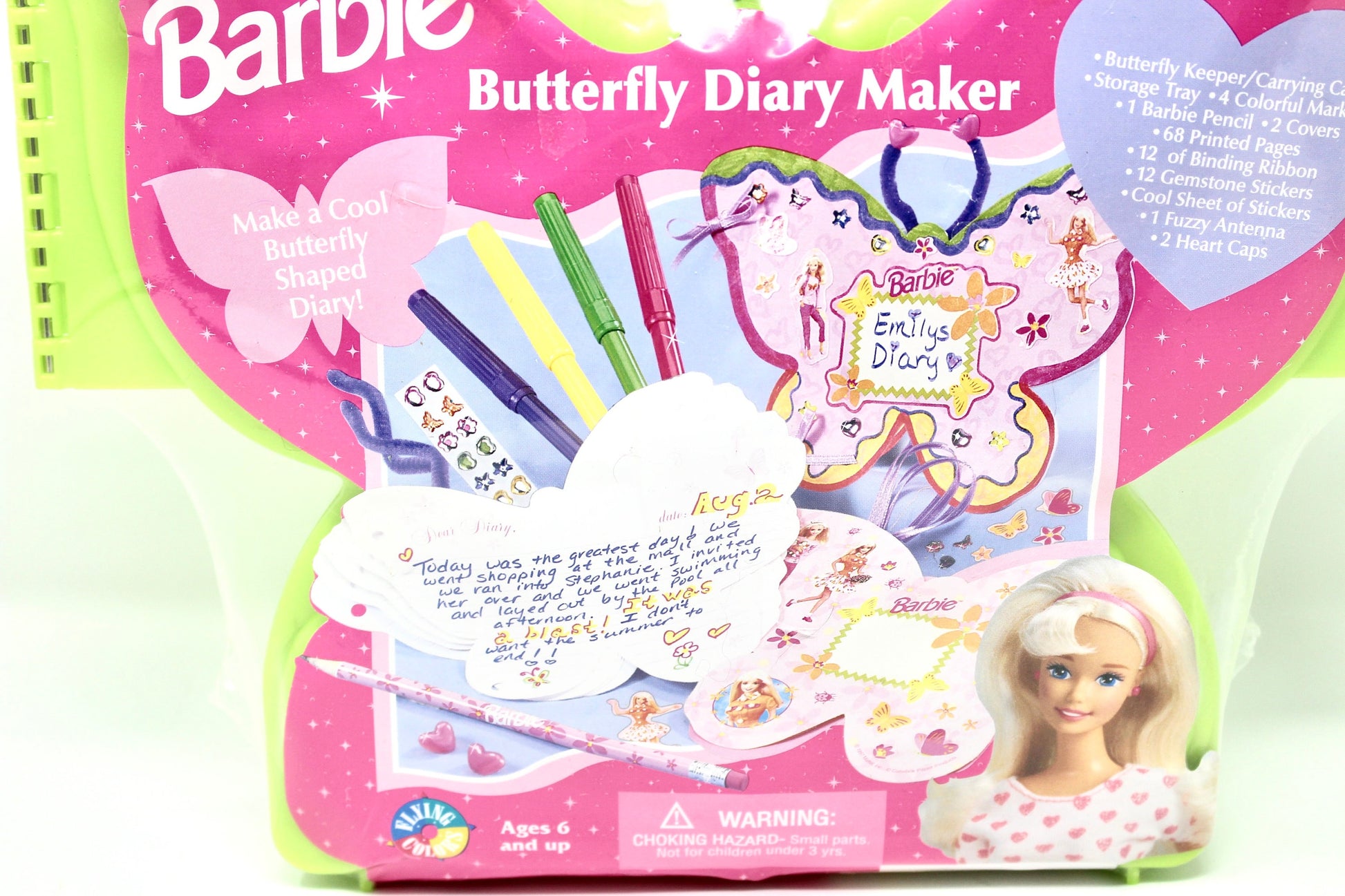 90s Barbie Butterfly Case Nails Diary Maker, Vintage Barbie Greenl Kids Stationary Set