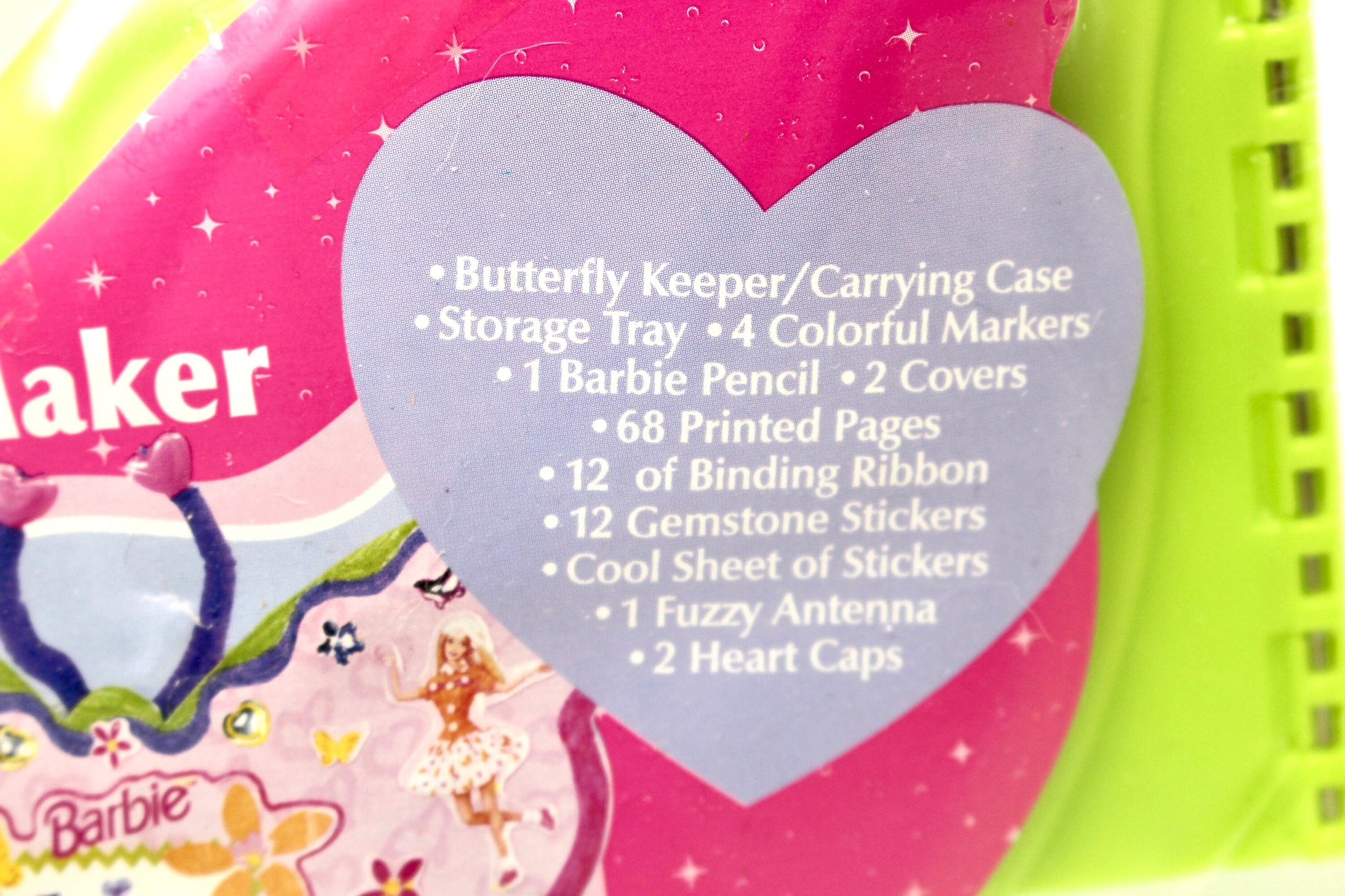 90s Barbie Butterfly Case Nails Diary Maker, Vintage Barbie Greenl Kids Stationary Set