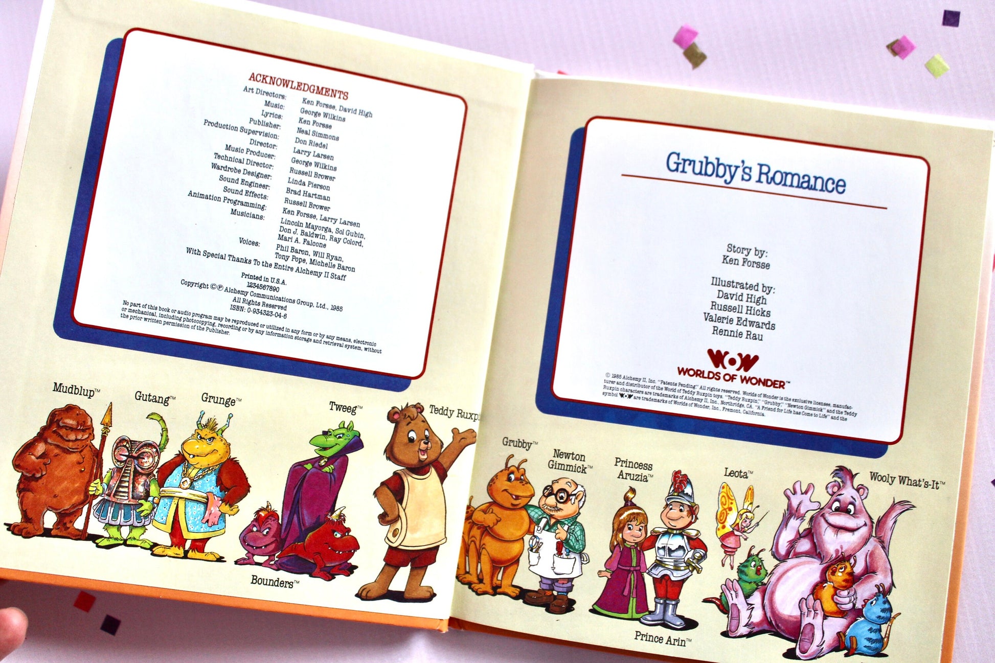 The World of Teddy Ruxpin Hardcover Kids Book, Grubbys Romance, Vintage 80s Teddy Ruxpin Toys