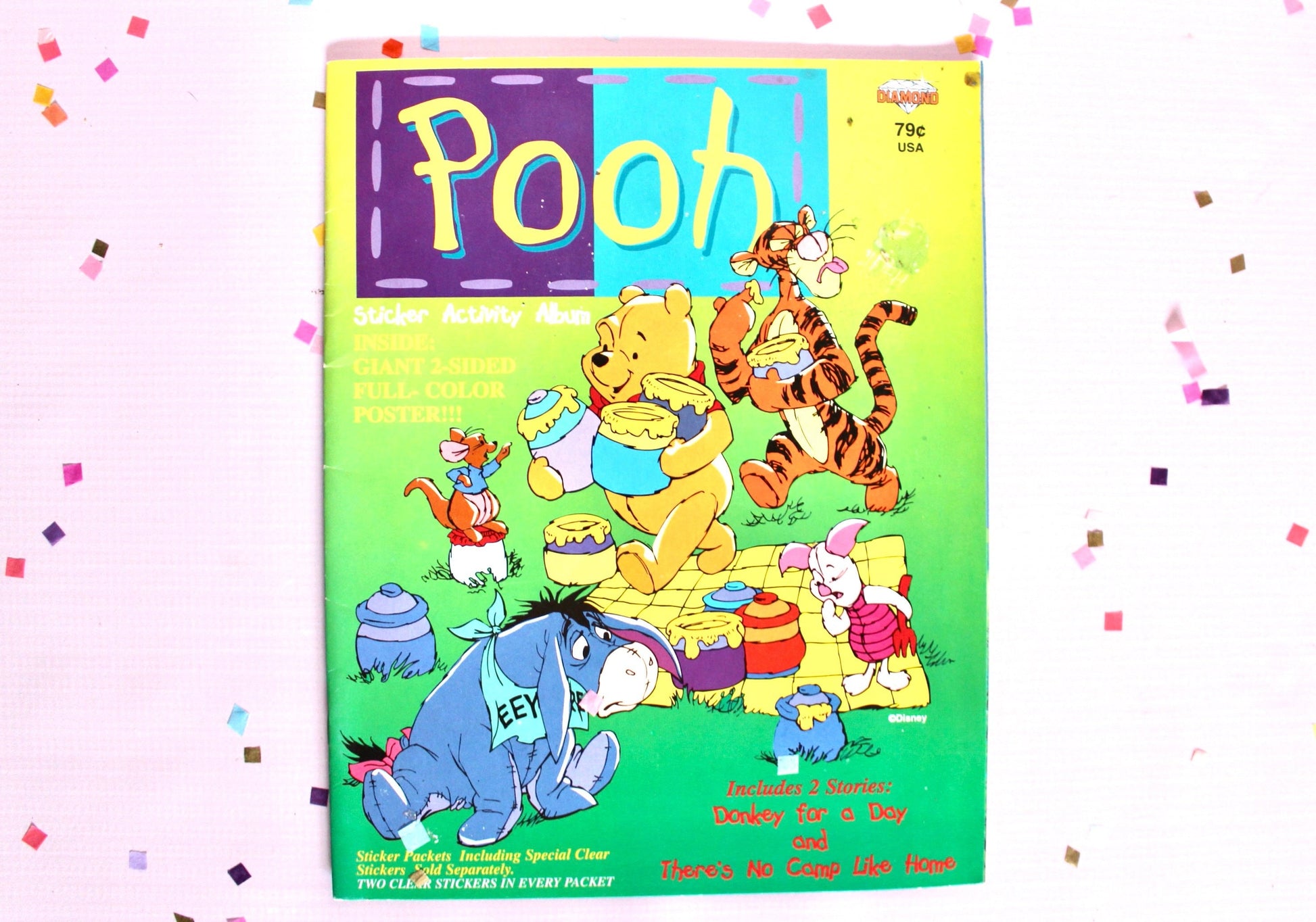 Winnie the Pooh Sticker Activity Album Book with Poster, Vintage 80s 90s Walt Disney Pooh Children's Story