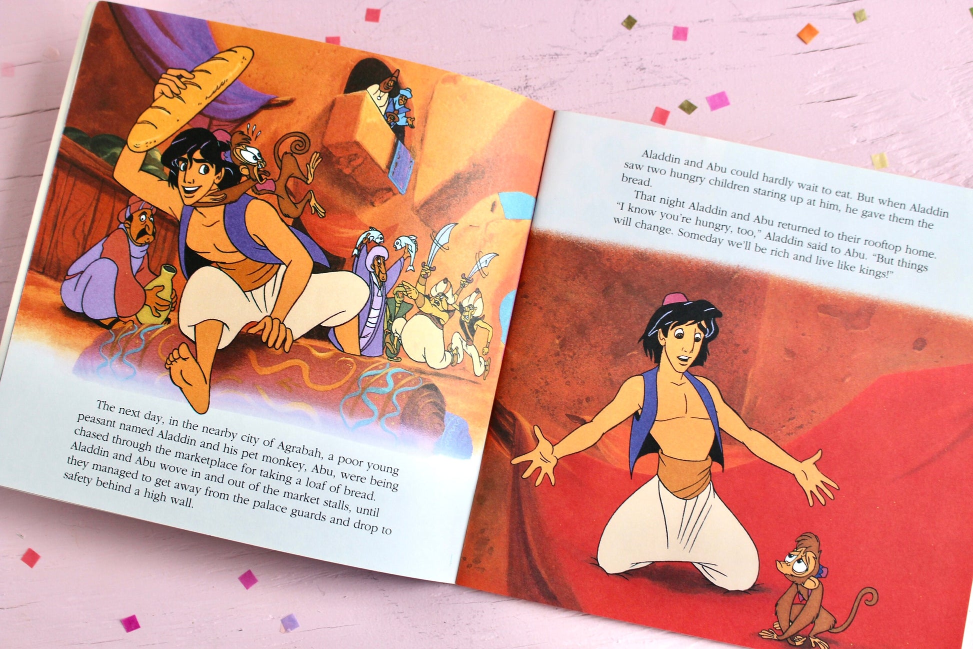 Aladdin Disney Softcover Book, Vintage 90s Walt Disney Princess Children's Story