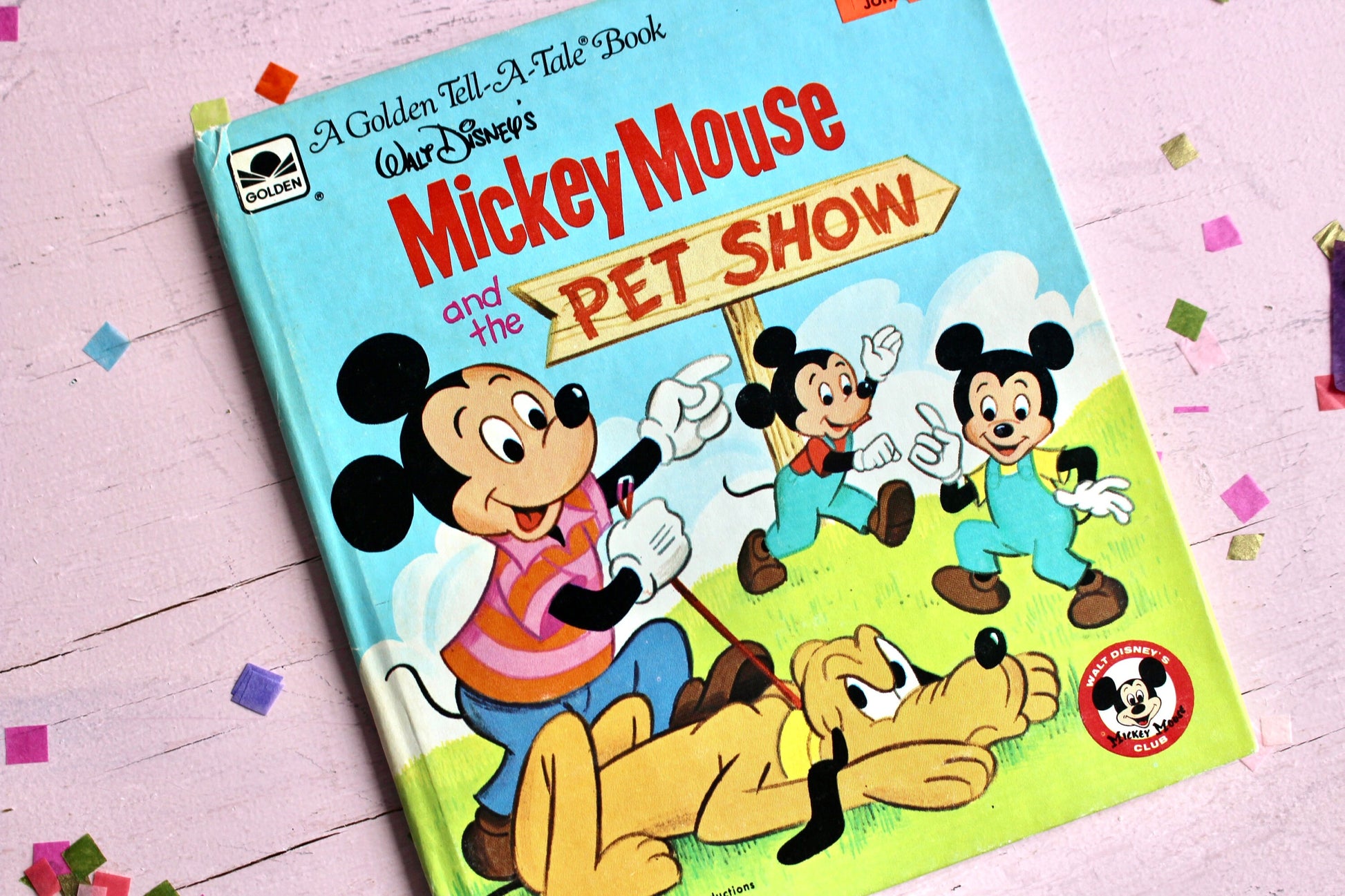 Mickey Mouse and the Pet Show Hardcover Book, 1980s Mickey Mouse Pluto Kids Story Book, Retro Walt Disney Kids Toy Room Gift