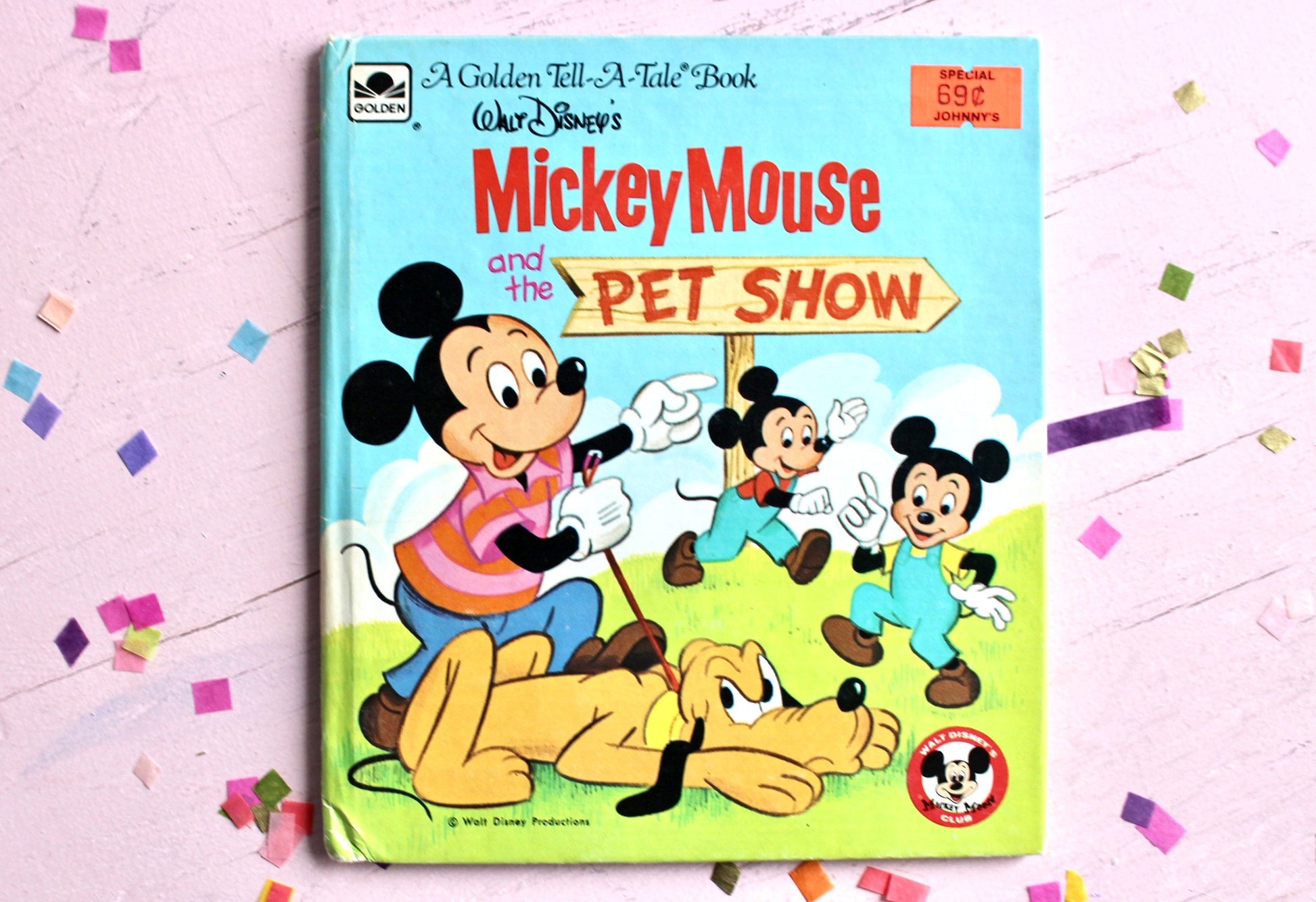 Mickey Mouse and the Pet Show Hardcover Book, 1980s Mickey Mouse Pluto Kids Story Book, Retro Walt Disney Kids Toy Room Gift