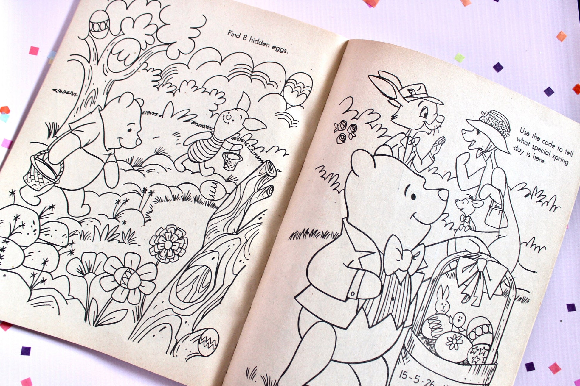 Winnie the Pooh Coloring and Activity Book, A Bear for All Seasons, Vintage 80s 90s Walt Disney Pooh Children's Story