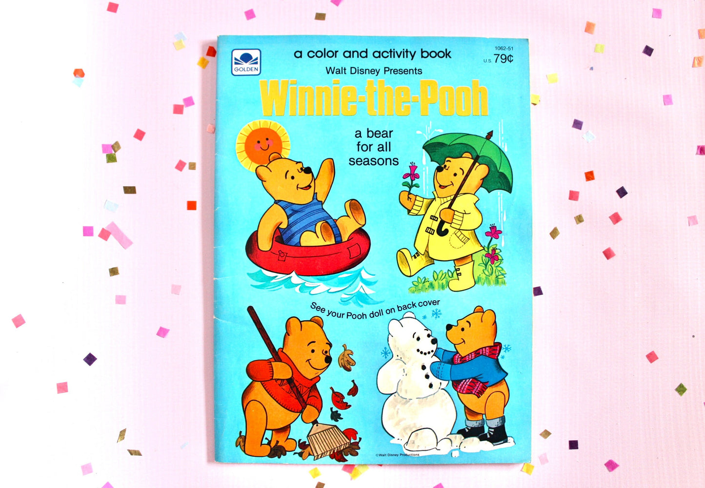 Winnie the Pooh Coloring and Activity Book, A Bear for All Seasons, Vintage 80s 90s Walt Disney Pooh Children's Story