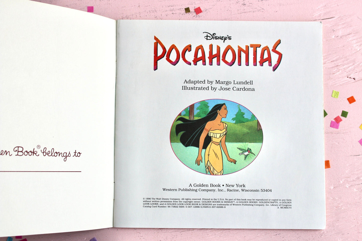 Pocahontas Disney Softcover Book, Vintage 90s Walt Disney Princess Children's Story