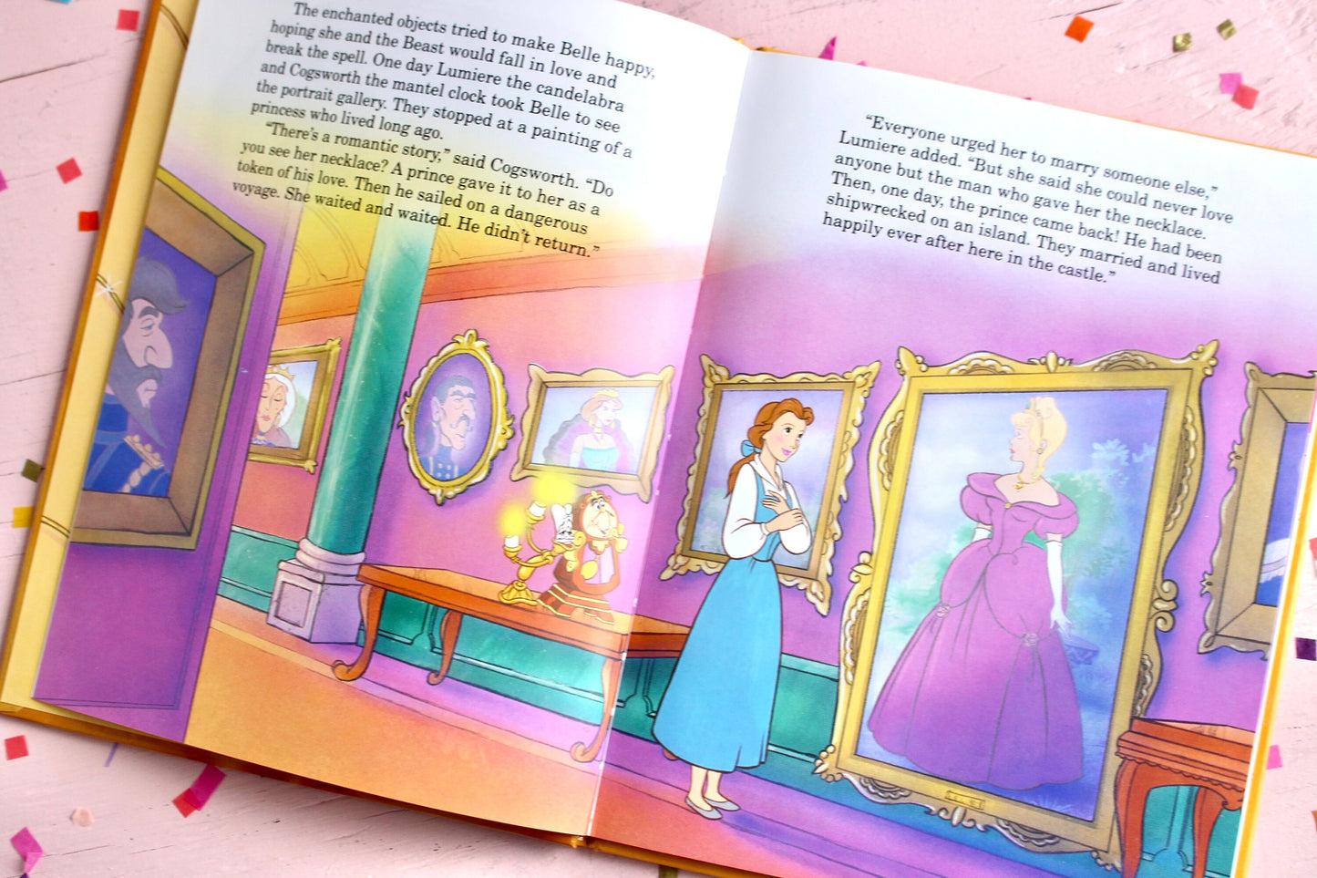 Beauty and the Beast A Gift of Love Disney Hardcover Book, Vintage 90s Walt Disney Princess Necklace Children's Story