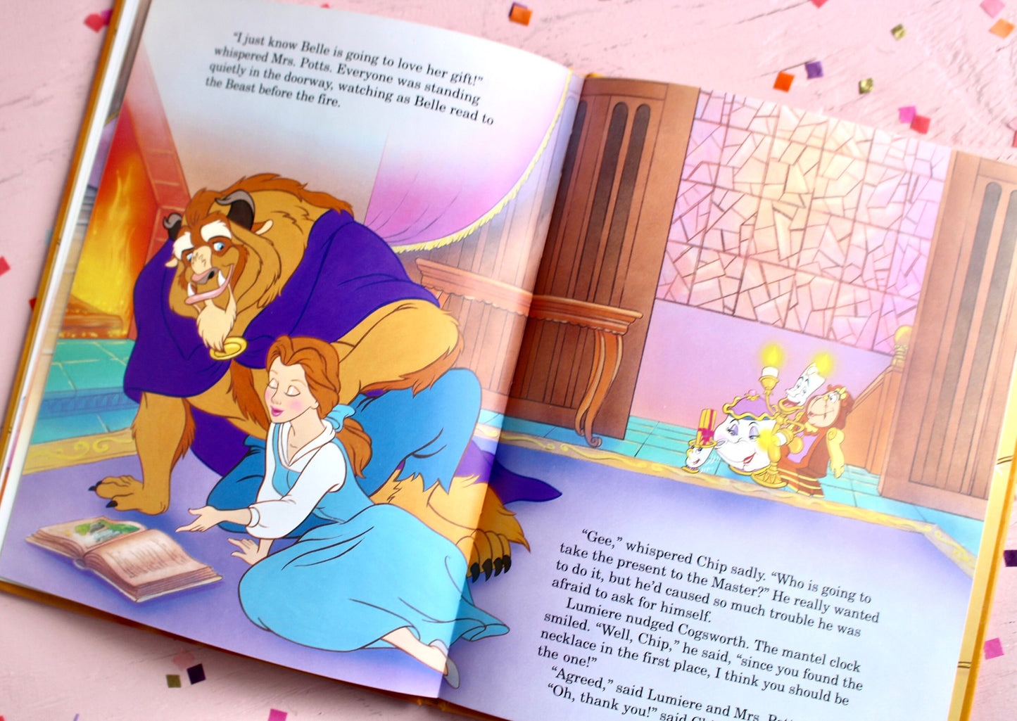 Beauty and the Beast A Gift of Love Disney Hardcover Book, Vintage 90s Walt Disney Princess Necklace Children's Story