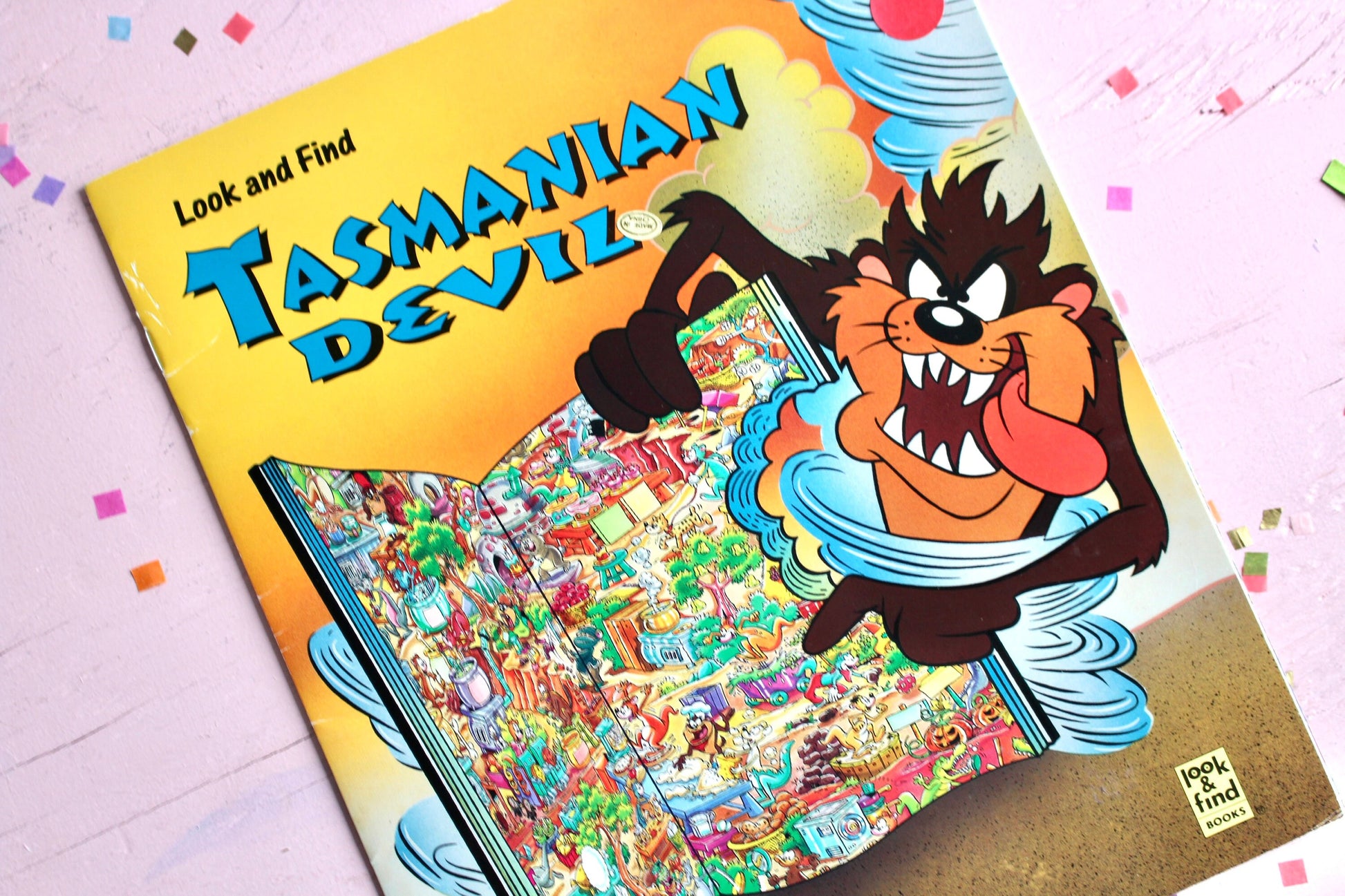 Tasmanian Devil Look and Find Softcover Kids Book, Vintage 90s Looney Tunes Search and Find Kids Activity Book, Where's Waldo Book