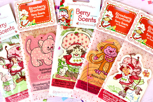 Strawberry Shortcake Car Air Fresheners, New in Package, Choose Your Own, Y2K does 1980s Vintage SSC Scented Merchandise, Custard Rhubarb