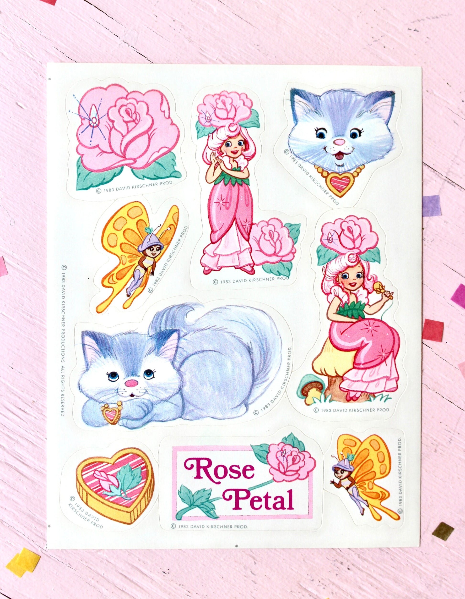 Rose Petal Place Stickers, 80s Kids Retro Planner Stickers, Rose Flower Stickers, Scrapbook and Junk Journal Supplies