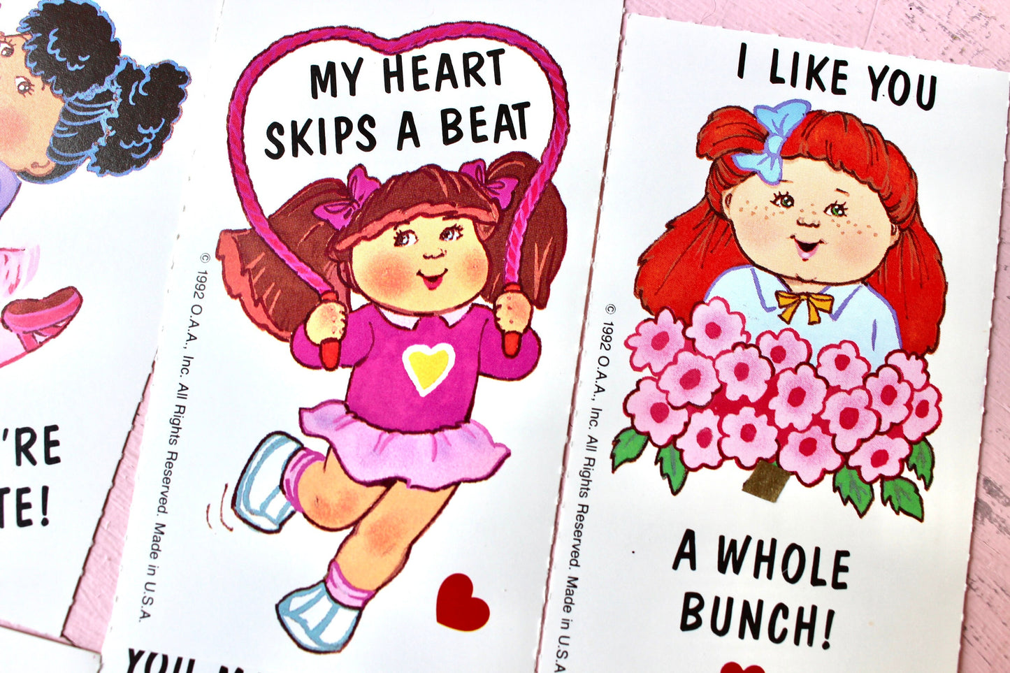 Cabbage Patch Kids Valentines Cards with Envelopes Set of 5, Vintage CPK Greeting Cards for Crafts Happy Mail Junk Journals