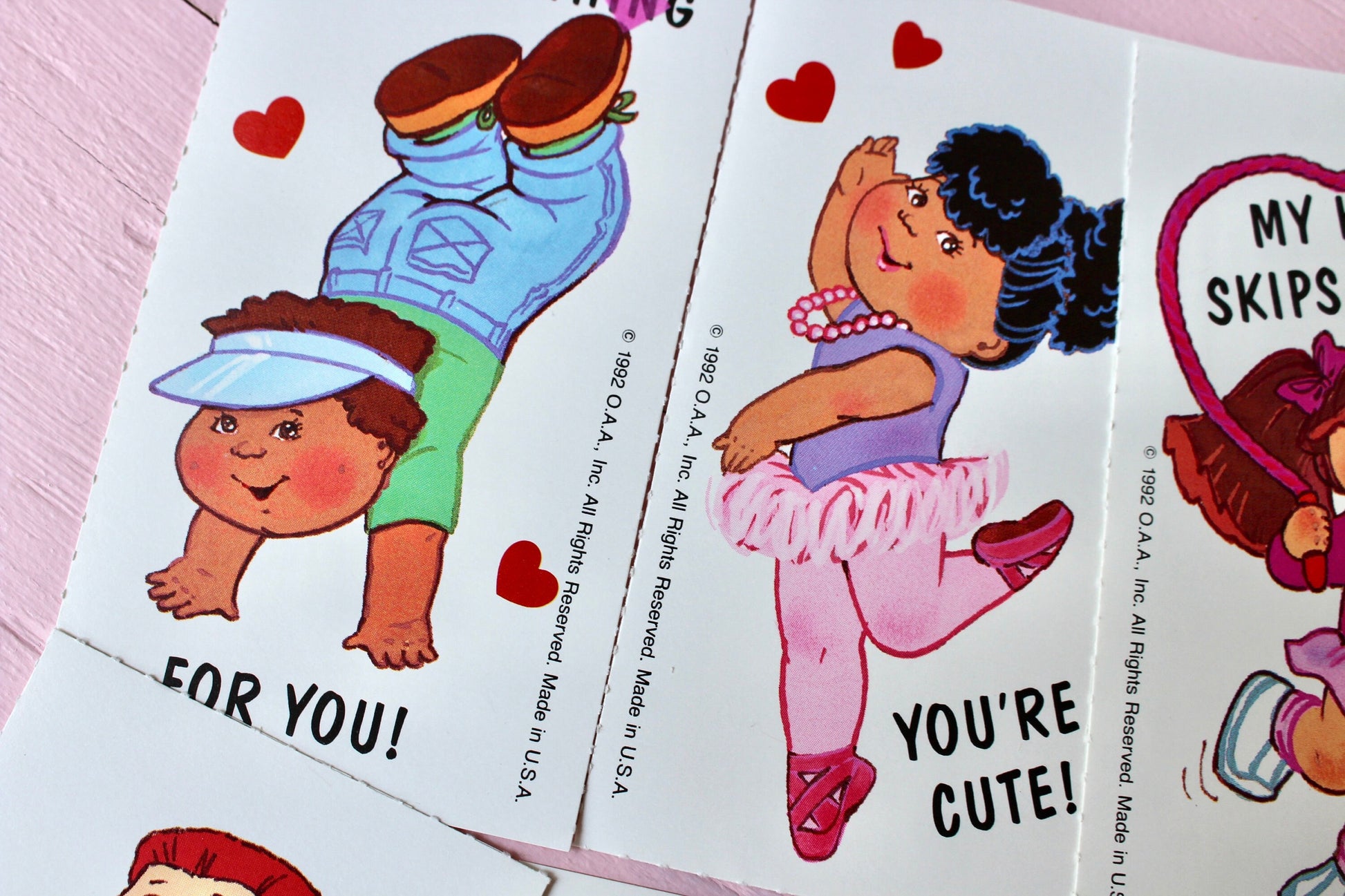 Cabbage Patch Kids Valentines Cards with Envelopes Set of 5, Vintage CPK Greeting Cards for Crafts Happy Mail Junk Journals