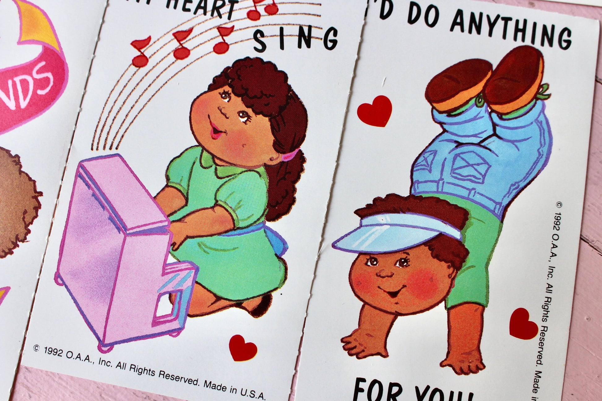 Cabbage Patch Kids Valentines Cards with Envelopes Set of 5, Vintage CPK Greeting Cards for Crafts Happy Mail Junk Journals