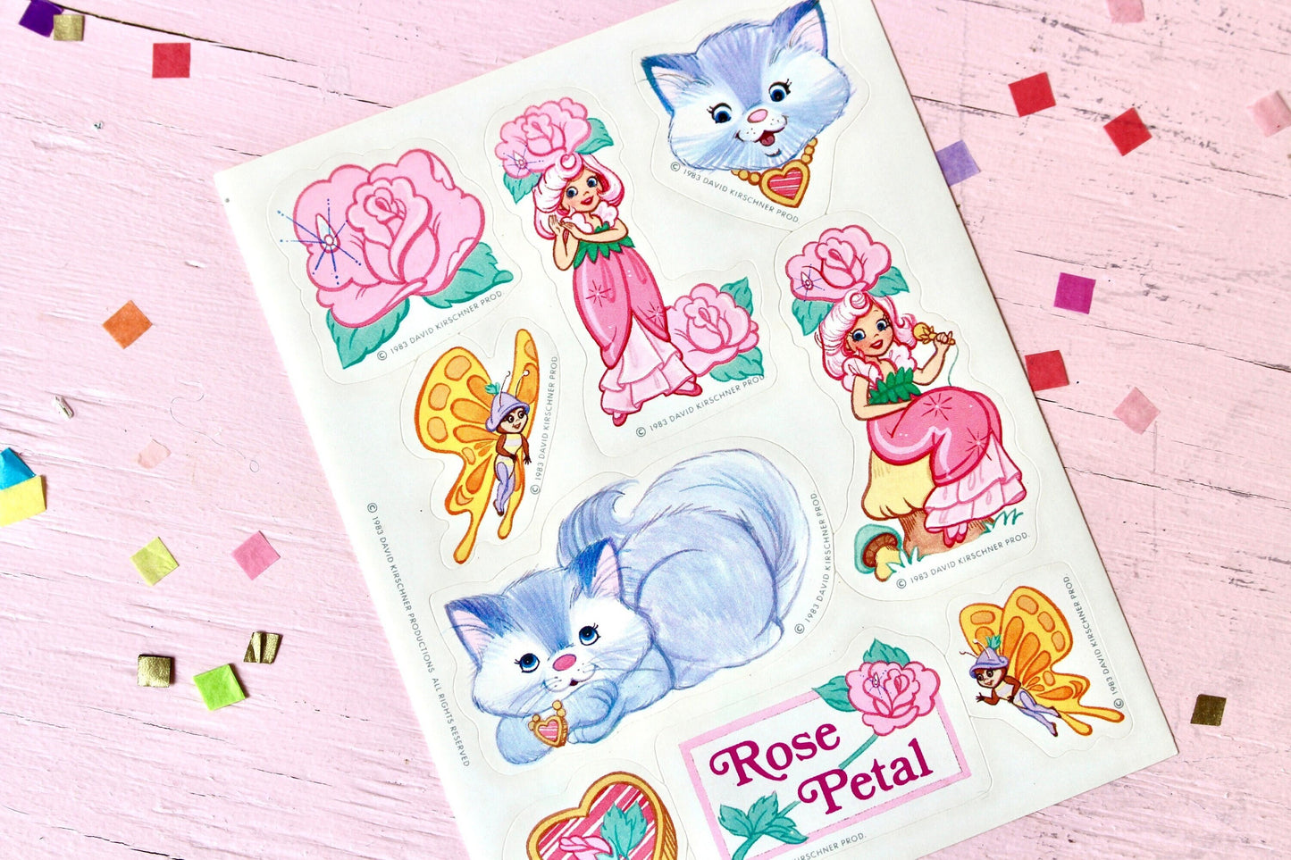 Rose Petal Place Stickers, 80s Kids Retro Planner Stickers, Rose Flower Stickers, Scrapbook and Junk Journal Supplies