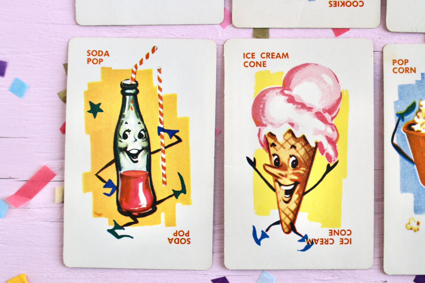 Candy Dandy Playing Cards Set of 8, Retro Candy Cards, 50s 60s Kitschy Candy Junk Journal Ephemera