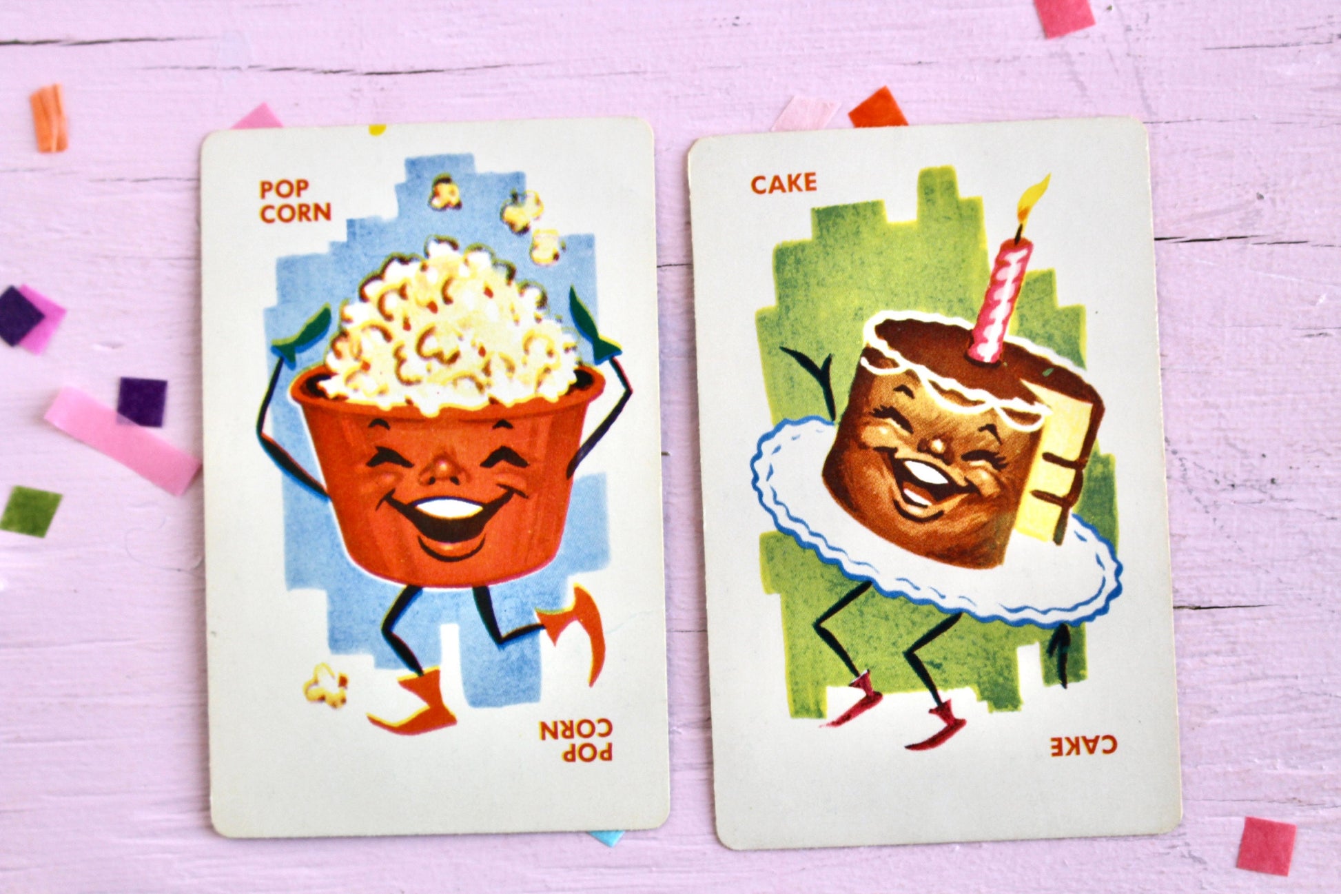 Candy Dandy Playing Cards Set of 8, Retro Candy Cards, 50s 60s Kitschy Candy Junk Journal Ephemera