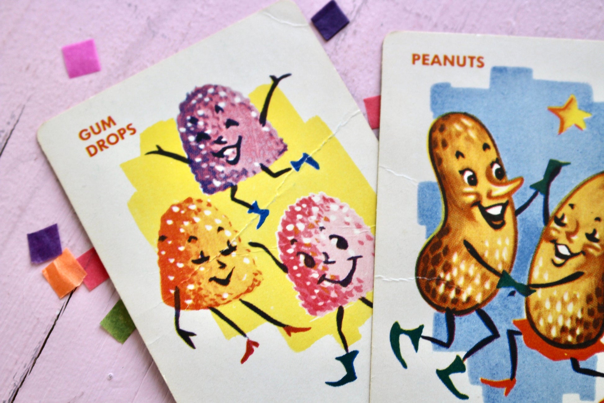 Candy Dandy Playing Cards Set of 8, Retro Candy Cards, 50s 60s Kitschy Candy Junk Journal Ephemera