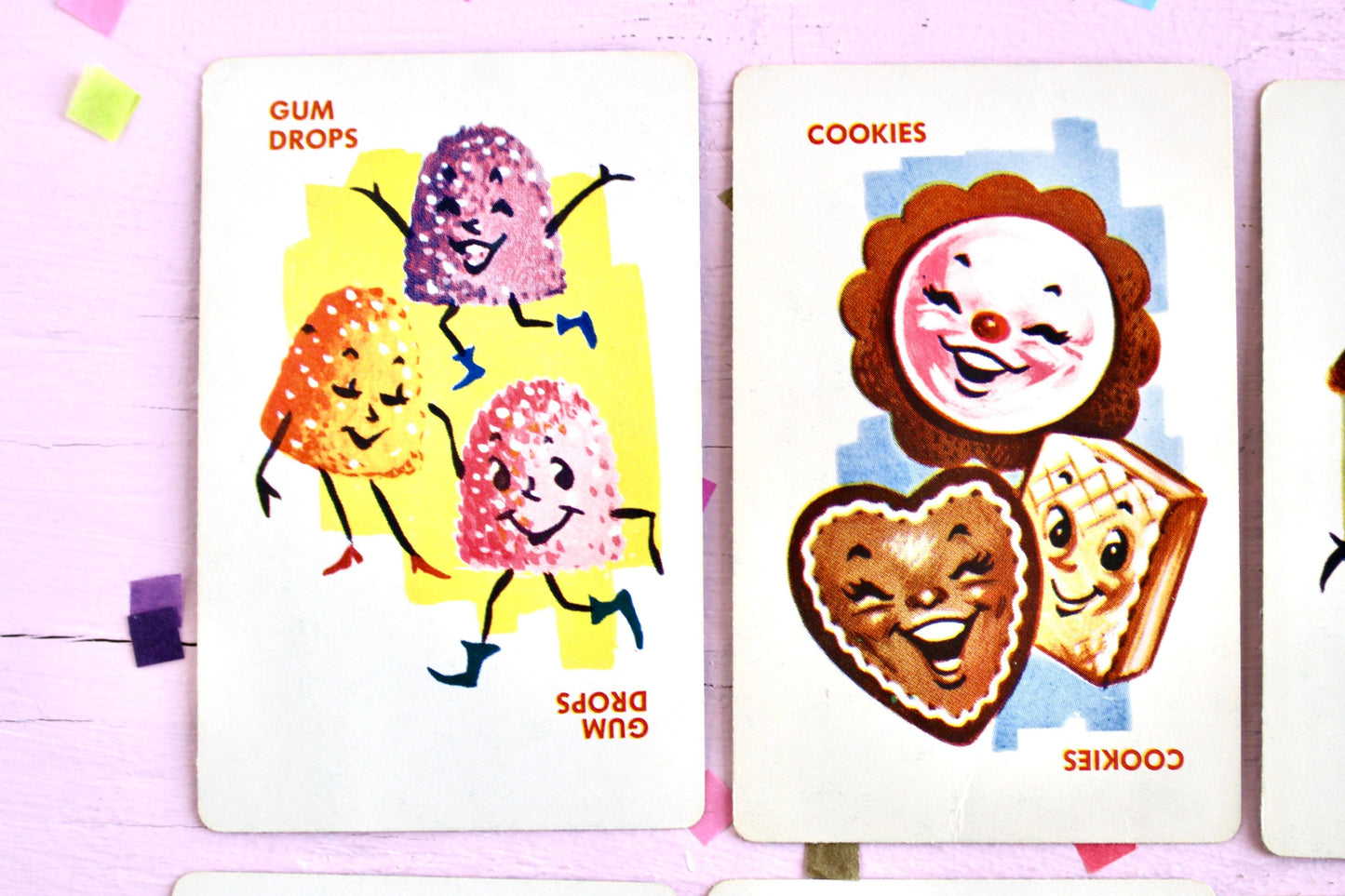 Candy Dandy Playing Cards Set of 8, Retro Candy Cards, 50s 60s Kitschy Candy Junk Journal Ephemera