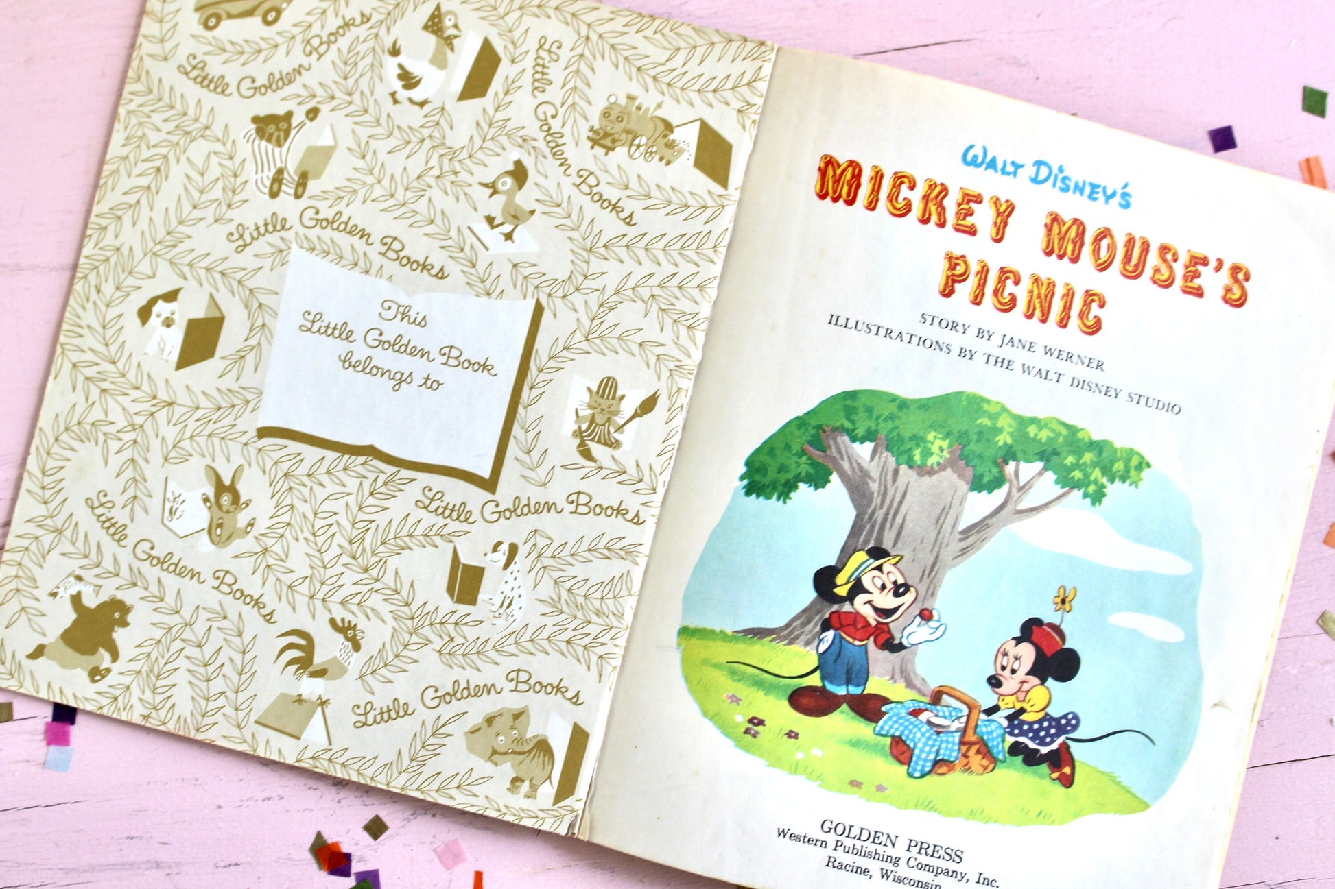 Mickey Mouse Golden Books Set of 2, Mickey Mouse Picnic, Mickey and the Best Neighbor Contest, Vintage 80s Walt Disney Mickey Paper Books