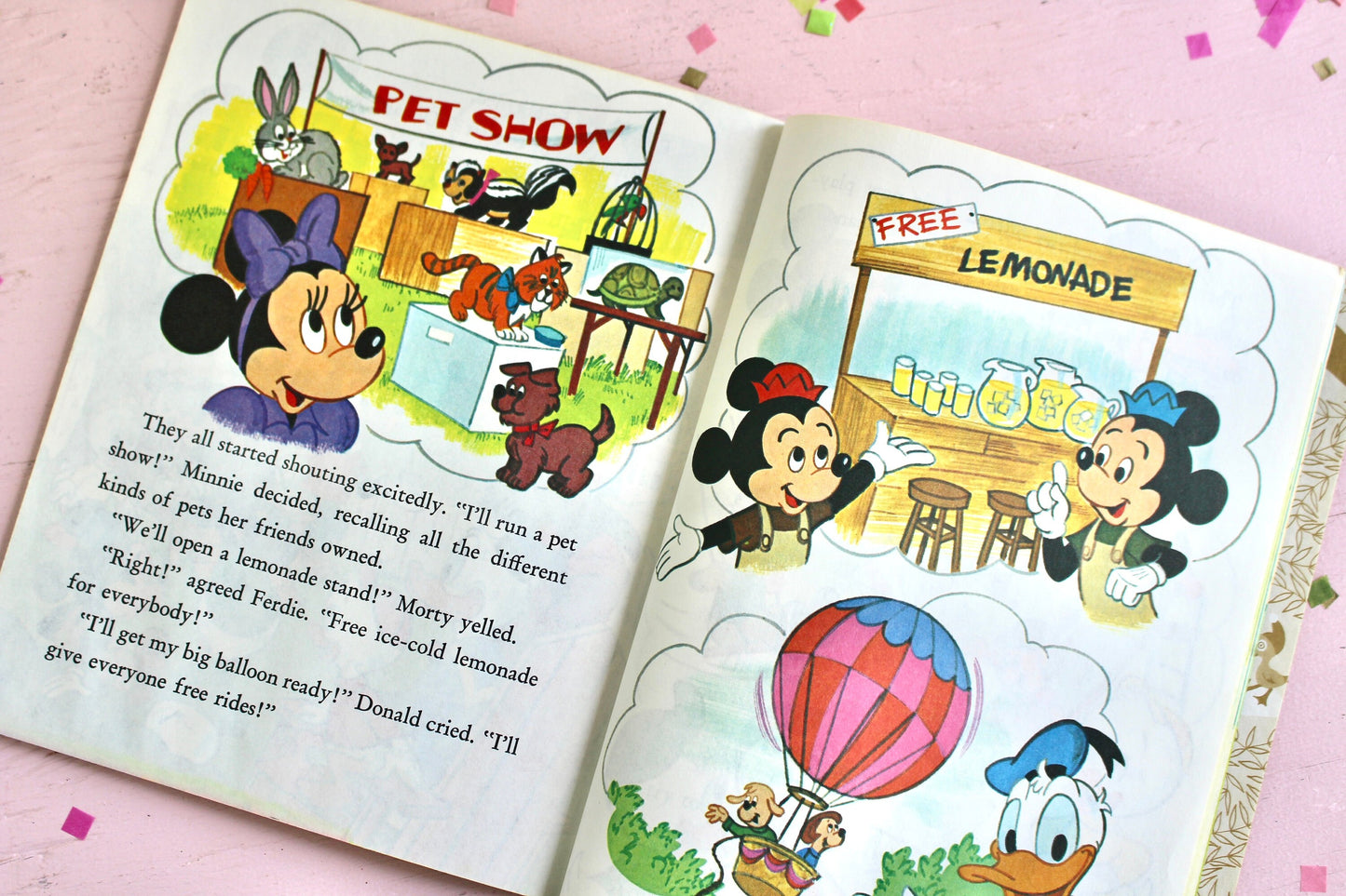 Mickey Mouse Golden Books Set of 2, Mickey Mouse Picnic, Mickey and the Best Neighbor Contest, Vintage 80s Walt Disney Mickey Paper Books