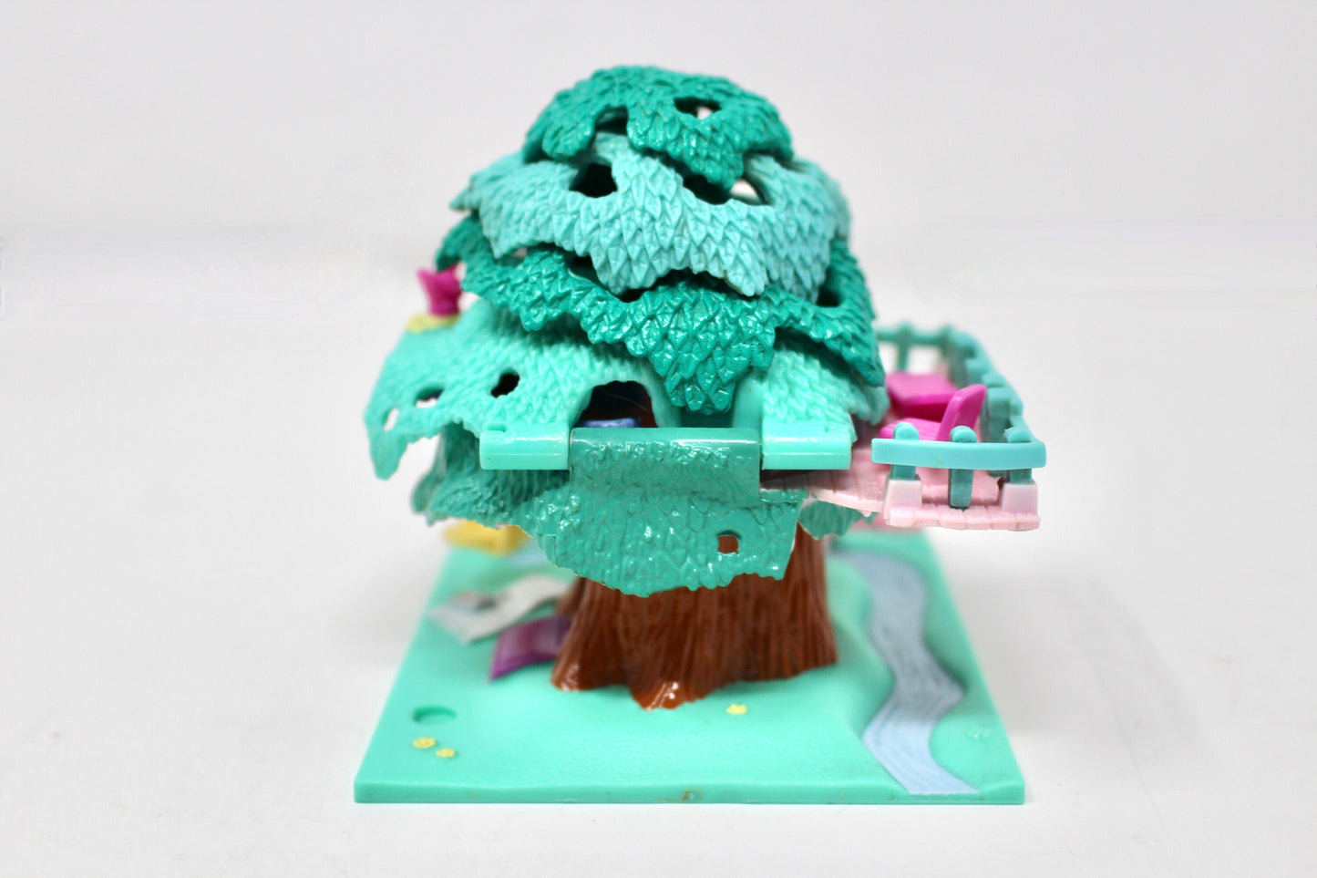 Pollyville Treehouse Polly Pocket Complete Compact Set, Vintage Miniature Polly Figure Toys, 90s Bluebird Polly Pocket Tree House Toy