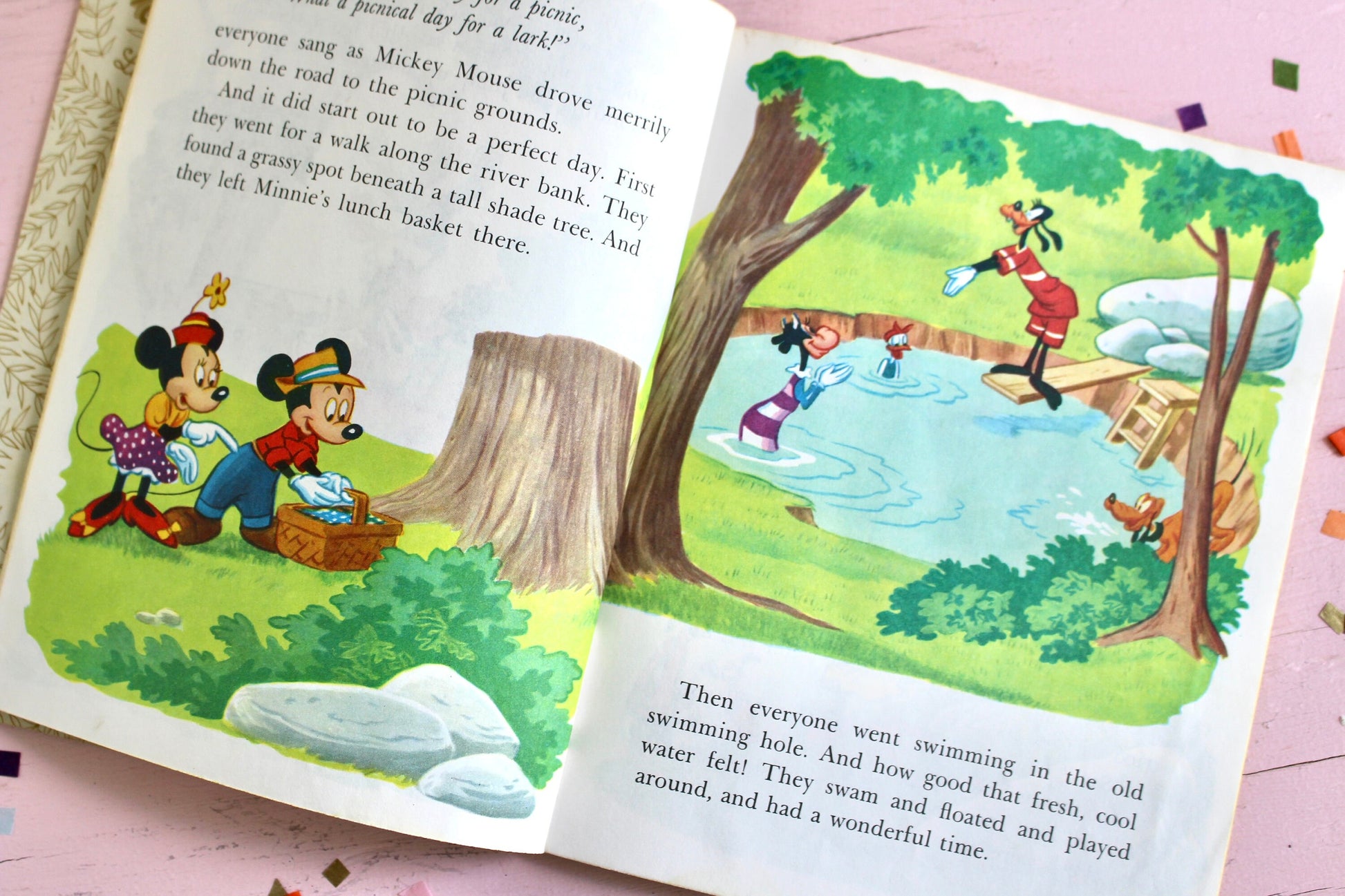 Mickey Mouse Golden Books Set of 2, Mickey Mouse Picnic, Mickey and the Best Neighbor Contest, Vintage 80s Walt Disney Mickey Paper Books