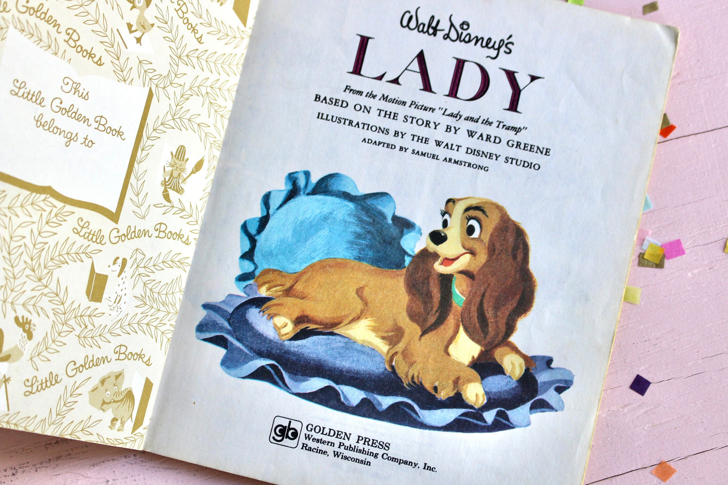 Lady and the Tramp Books Set of 2, McDonalds Sticker Activity Book, Vintage Golden Book, Vintage 80s Disney Cartoon Kids Books