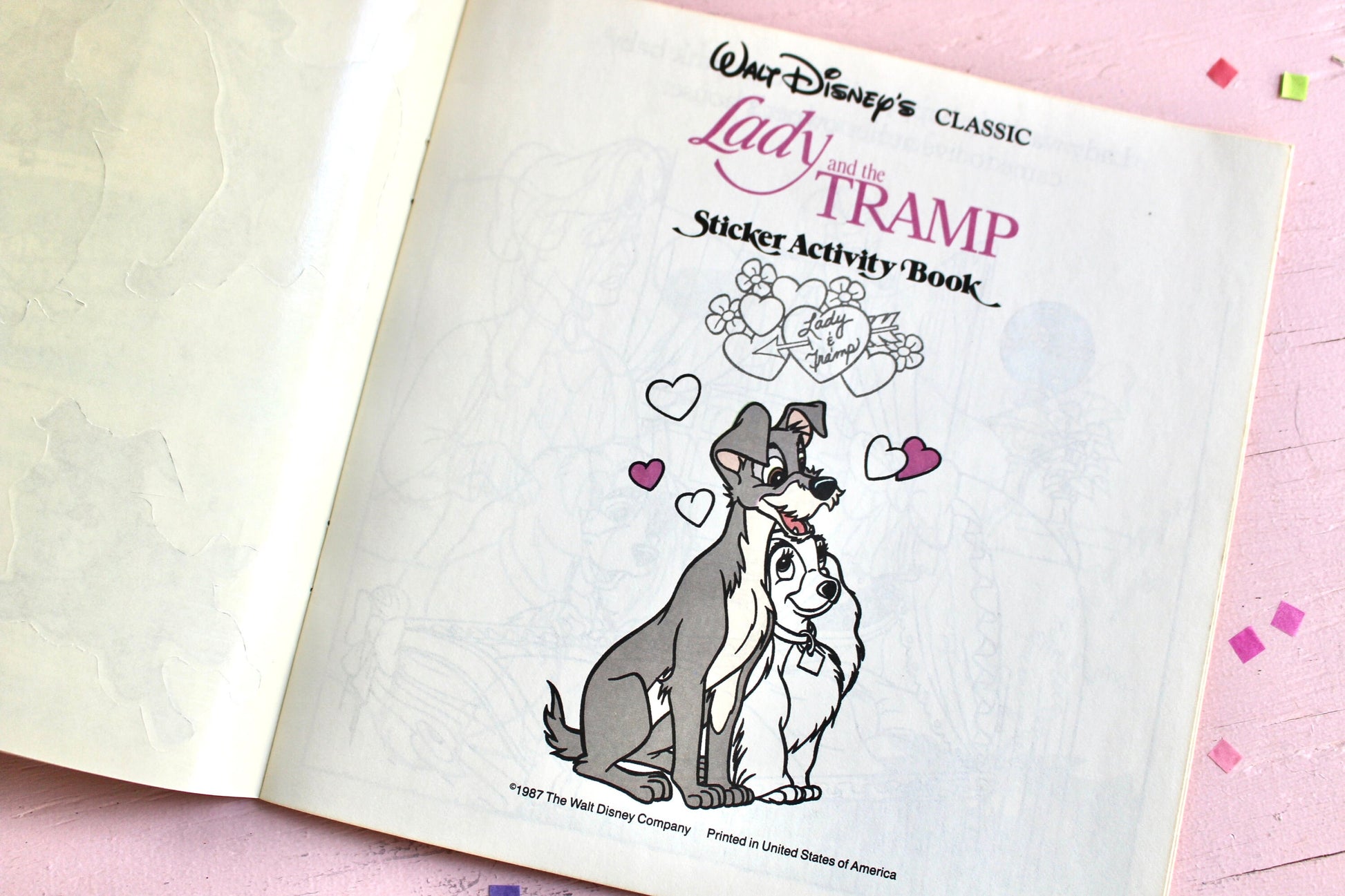 Lady and the Tramp Books Set of 2, McDonalds Sticker Activity Book, Vintage Golden Book, Vintage 80s Disney Cartoon Kids Books