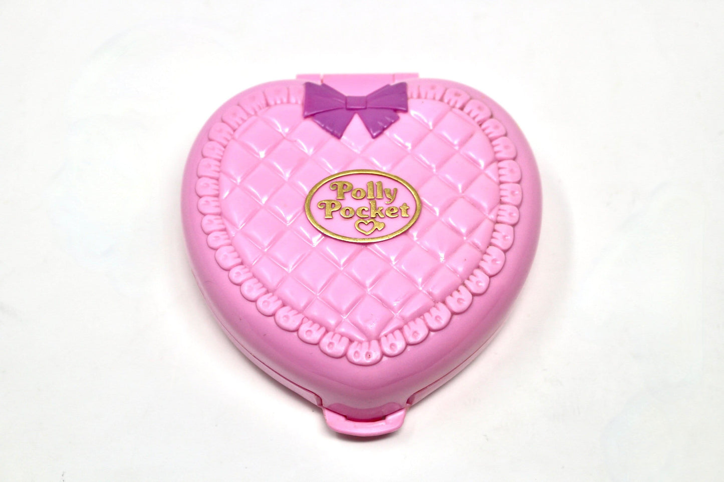 Polly Pocket Perfect Playroom Pink Quilted Heart Compact Set, Vintage Baby Nursery Miniature Polly Toys, 90s Bluebird Babysitting Collection