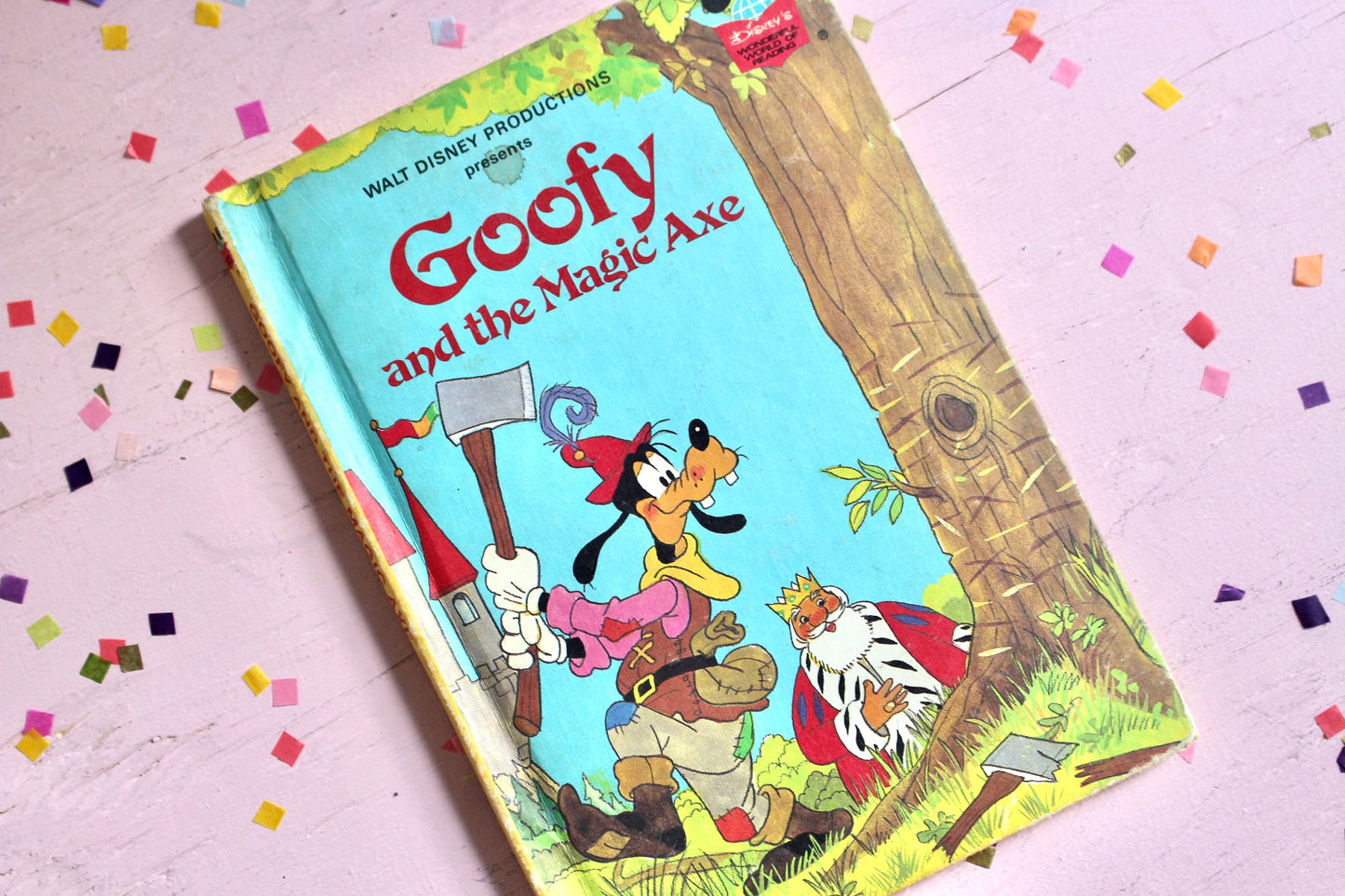 Goofy and the Magic Axe Kids Book, Vintage 80s Walt Disney Kids Hardcover Reading Book, 80s Goofy Disney Kids Book