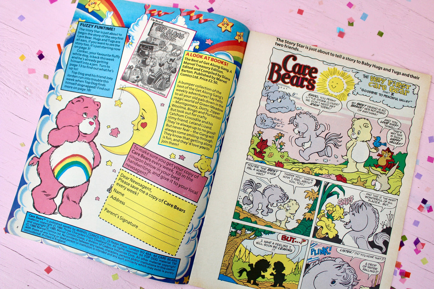 UK Care Bear Comic Book, 80s Vintage Care Bear Magazine, Marvel Care Bear Comic, Bedtime Care Bear Ads Games Toys