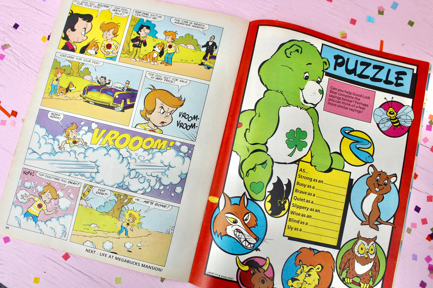 UK Care Bear Comic Book, 80s Vintage Care Bear Magazine, Marvel Care Bear Comic, Bedtime Care Bear Ads Games Toys