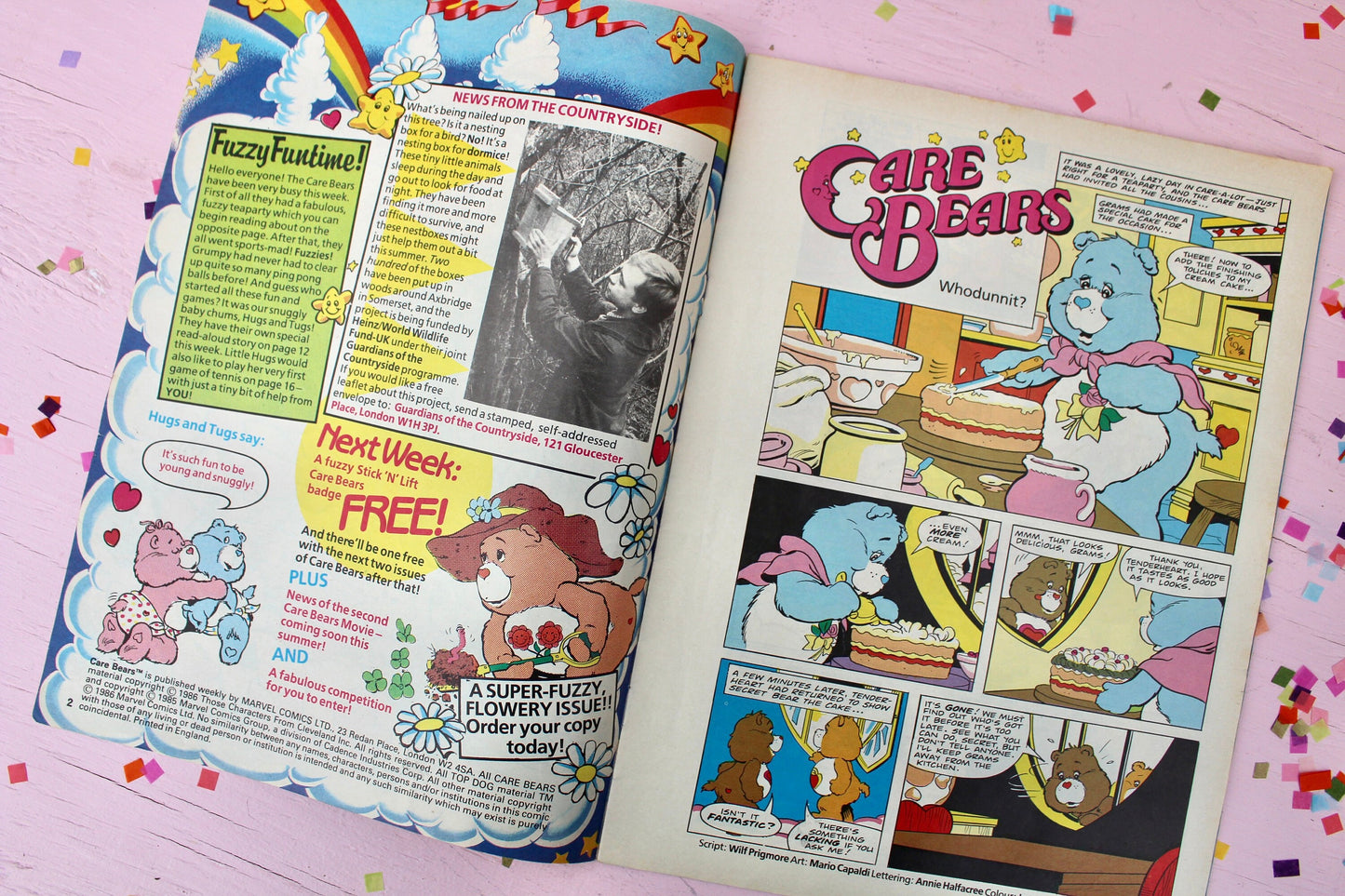 UK Care Bear Comic Book, 80s Vintage Care Bear Magazine, Marvel Care Bear Comic, Baby Hugs Tugs Care Bear Ads Games Toys