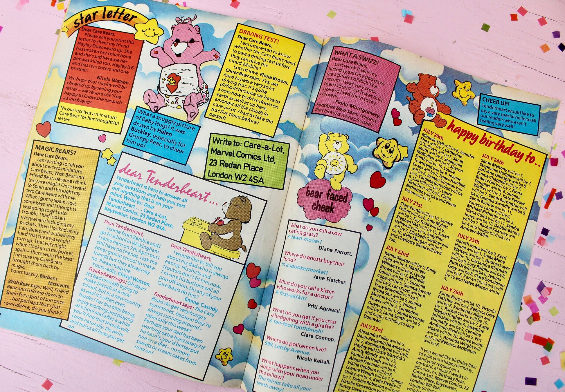 UK Care Bear Comic Book, 80s Vintage Care Bear Magazine, Marvel Care Bear Comic, Baby Hugs Tugs Care Bear Ads Games Toys